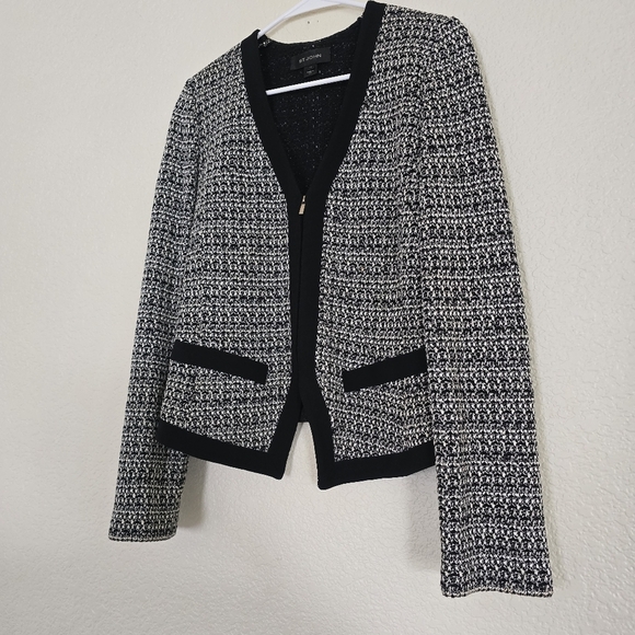 St.John Caviar Jacket Off-White/Black Size 12 - Picture 6 of 9